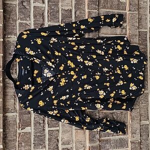 Torrid Black and Orange Yellow Emma Babydoll Challis Button-Front Tunic Size 1